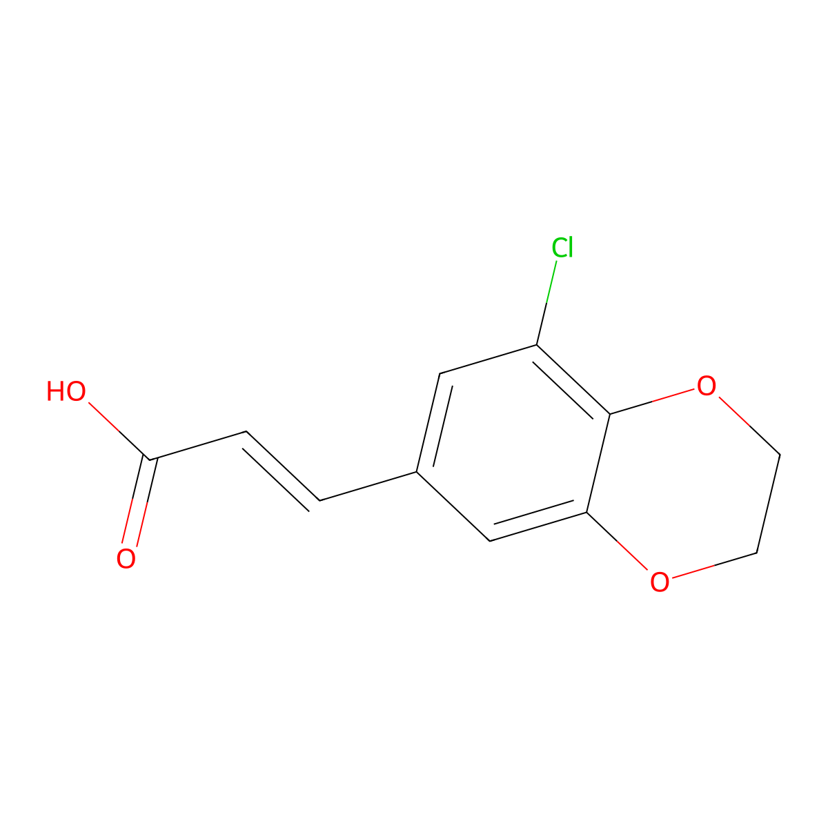 3-(8-Chloro-2,3-dihydro-1,4-benzodioxin-6-yl)prop-2-enoic acid molecular structure, CAS 851721-93-2