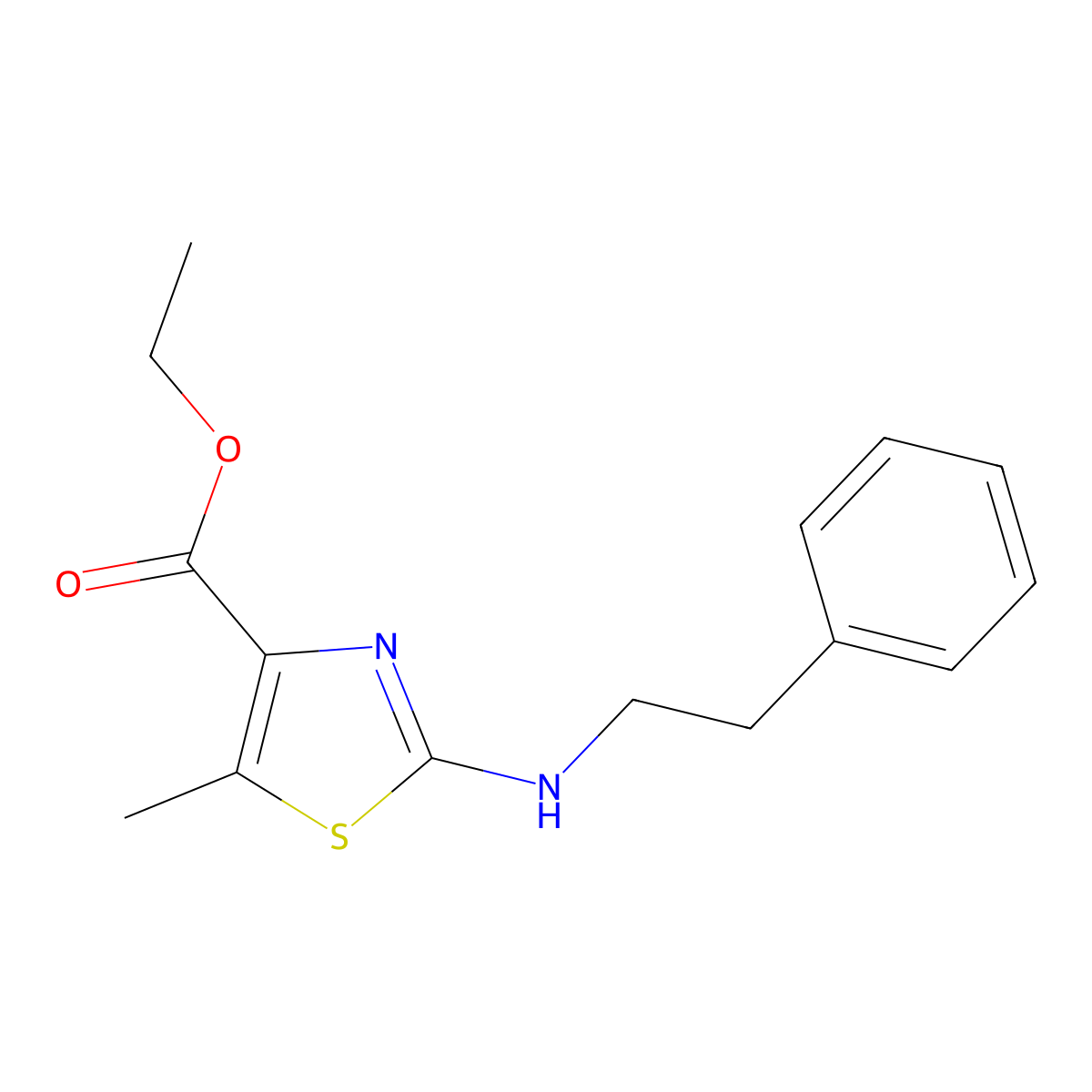 Ethyl 5-methyl-2-[(2-phenylethyl)amino]-1,3-thiazole-4-carboxylate molecular structure, CAS 851721-94-3