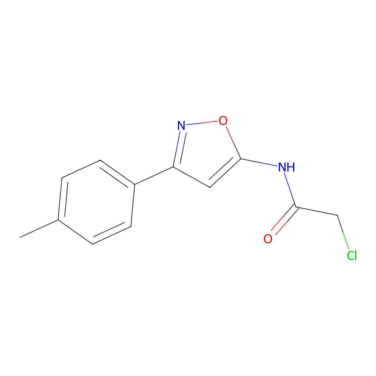 2-chloro-N-[3-(4-methylphenyl)-1,2-oxazol-5-yl]acetamide molecular structure, CAS 851721-99-8