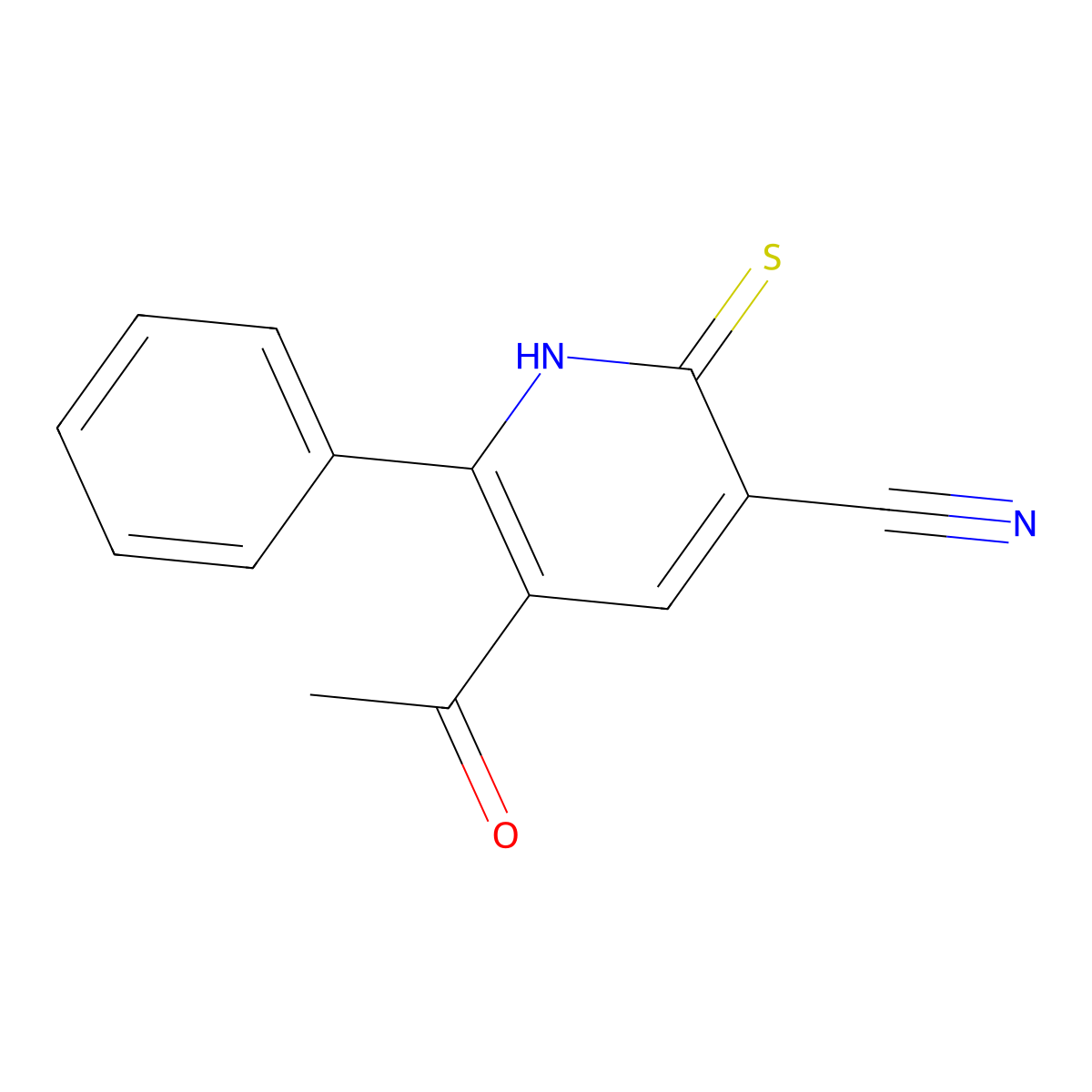 5-Acetyl-6-phenyl-2-sulfanylpyridine-3-carbonitrile molecular structure, CAS 851722-01-5