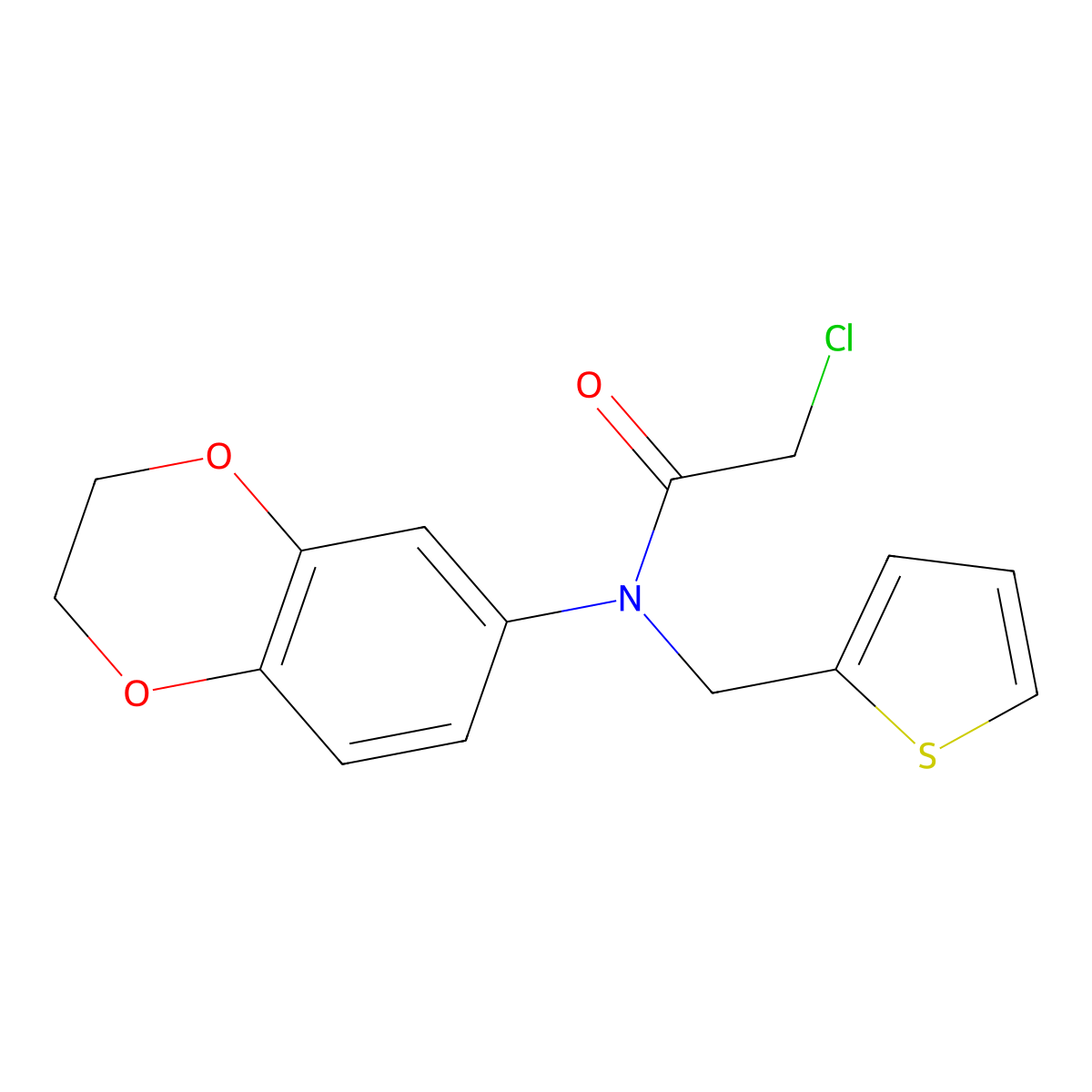 2-chloro-N-(2,3-dihydro-1,4-benzodioxin-6-yl)-N-(thiophen-2-ylmethyl)acetamide molecular structure, CAS 851722-04-8