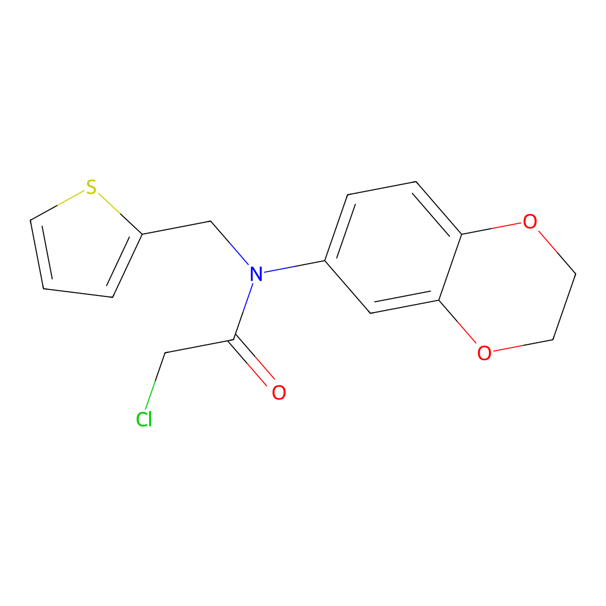 2-chloro-N-(2,3-dihydro-1,4-benzodioxin-6-yl)-N-(thiophen-2-ylmethyl)acetamide molecular structure, CAS 851722-04-8