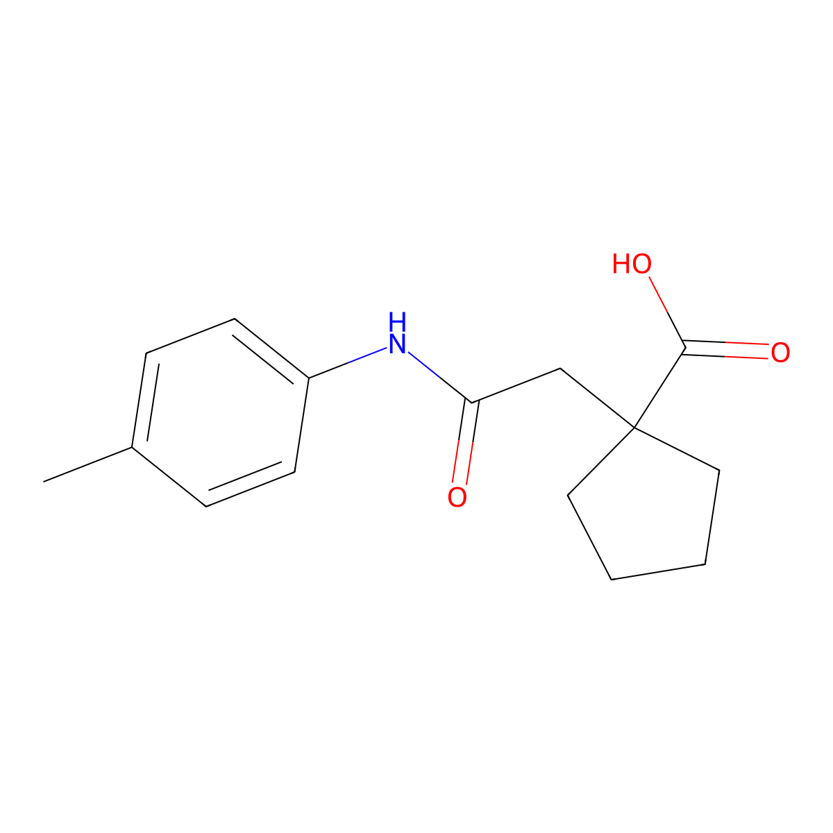1-(2-((4-Methylphenyl)amino)-2-oxoethyl)cyclopentanecarboxylic acid molecular structure, CAS 851722-08-2