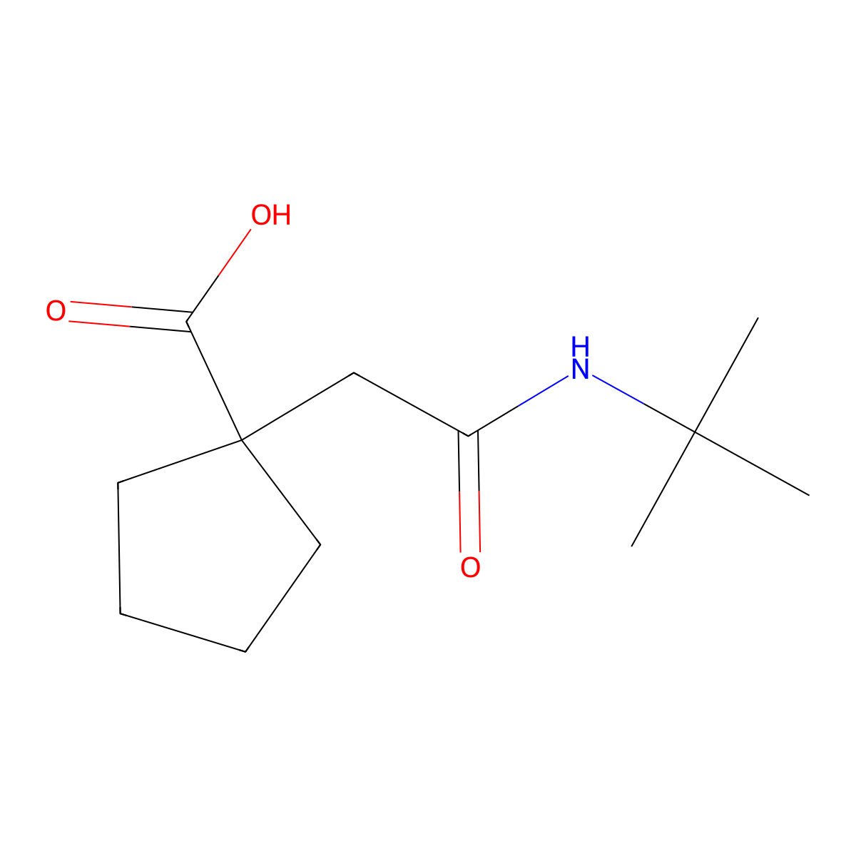 1-[(Tert-butylcarbamoyl)methyl]cyclopentane-1-carboxylic acid molecular structure, CAS 851722-09-3