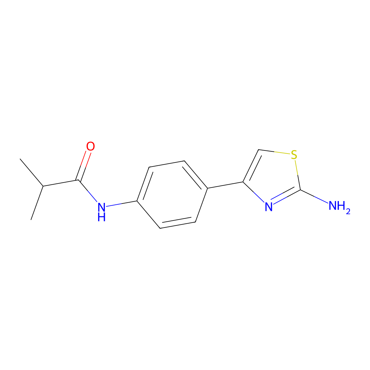 N-[4-(2-amino-1,3-thiazol-4-yl)phenyl]-2-methylpropanamide molecular structure, CAS 851722-10-6