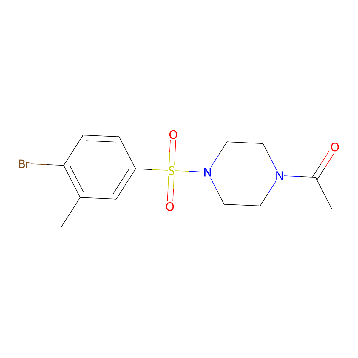1-Acetyl-4-[(4-bromo-3-methylphenyl)sulfonyl]piperazine molecular structure, CAS 851722-29-7