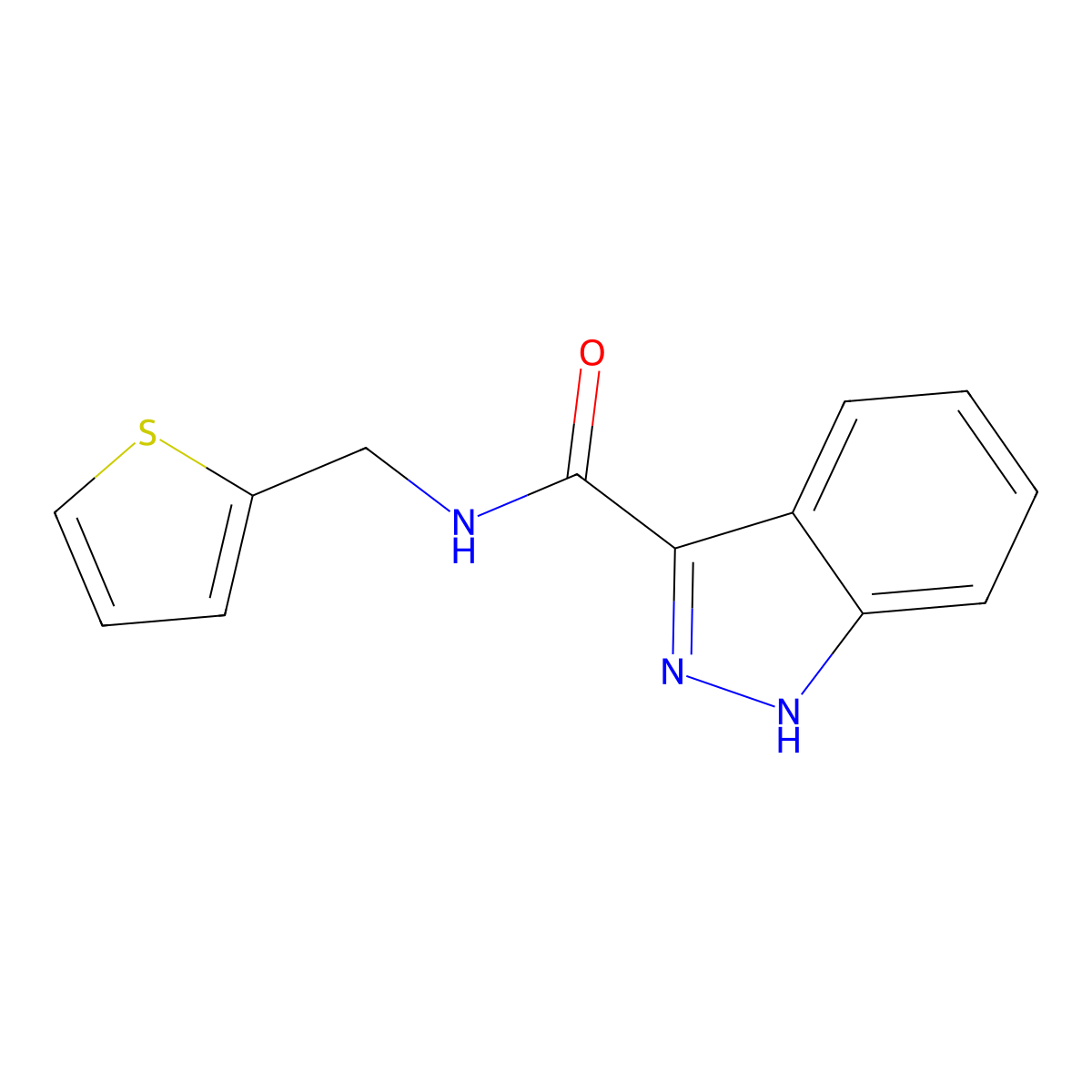 N-(thiophen-2-ylmethyl)-1H-indazole-3-carboxamide molecular structure, CAS 851723-60-9