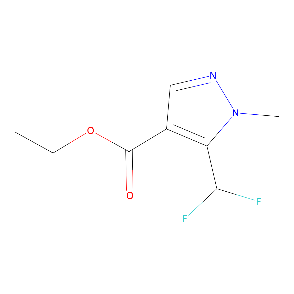 Ethyl 5-(difluoromethyl)-1-methyl-1H-pyrazole-4-carboxylate molecular structure, CAS 851725-98-9