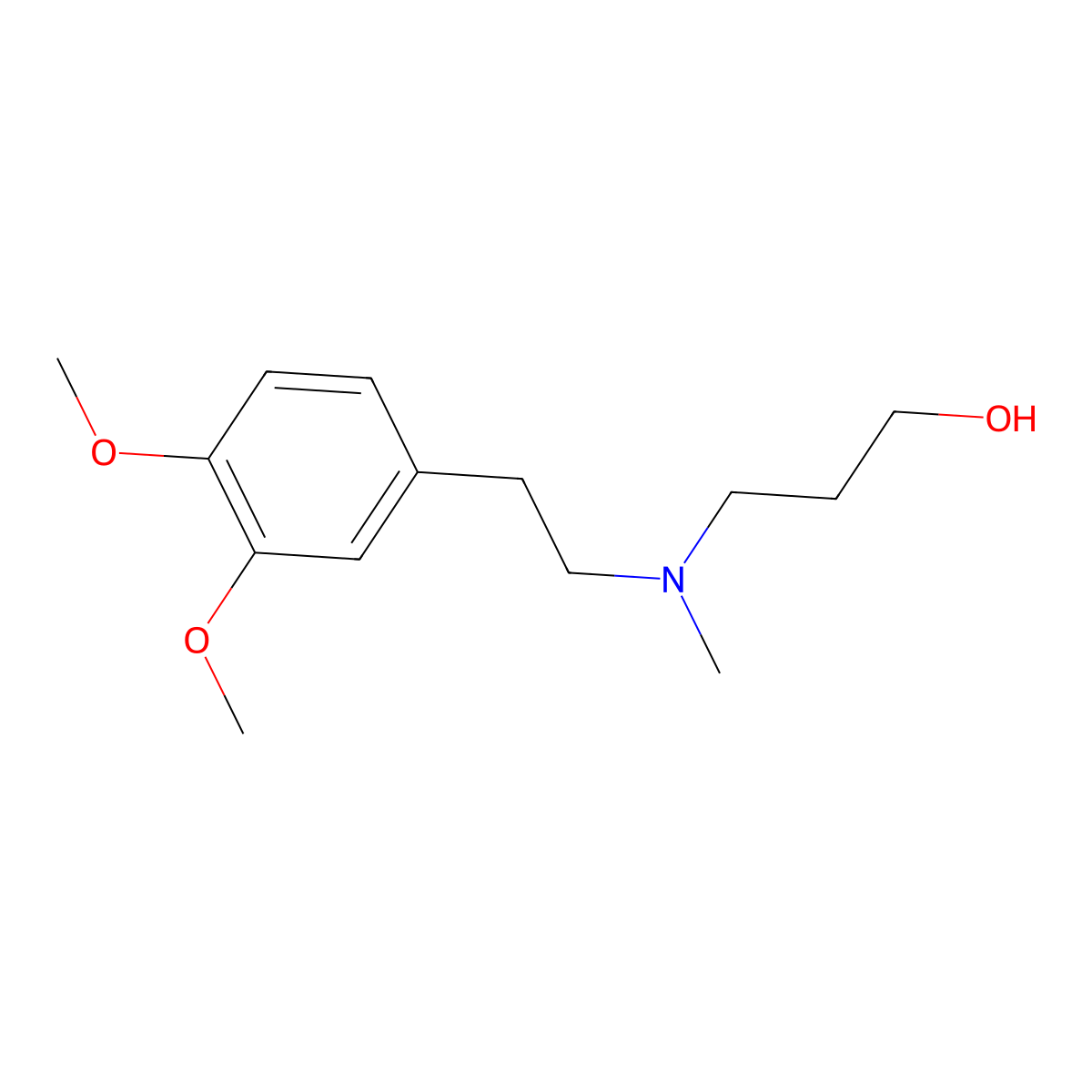 3-[N-methyl-N-(2-{3,4-dimethoxy-phenyl}-ethyl)amino]-propanol molecular structure, CAS 85175-54-8
