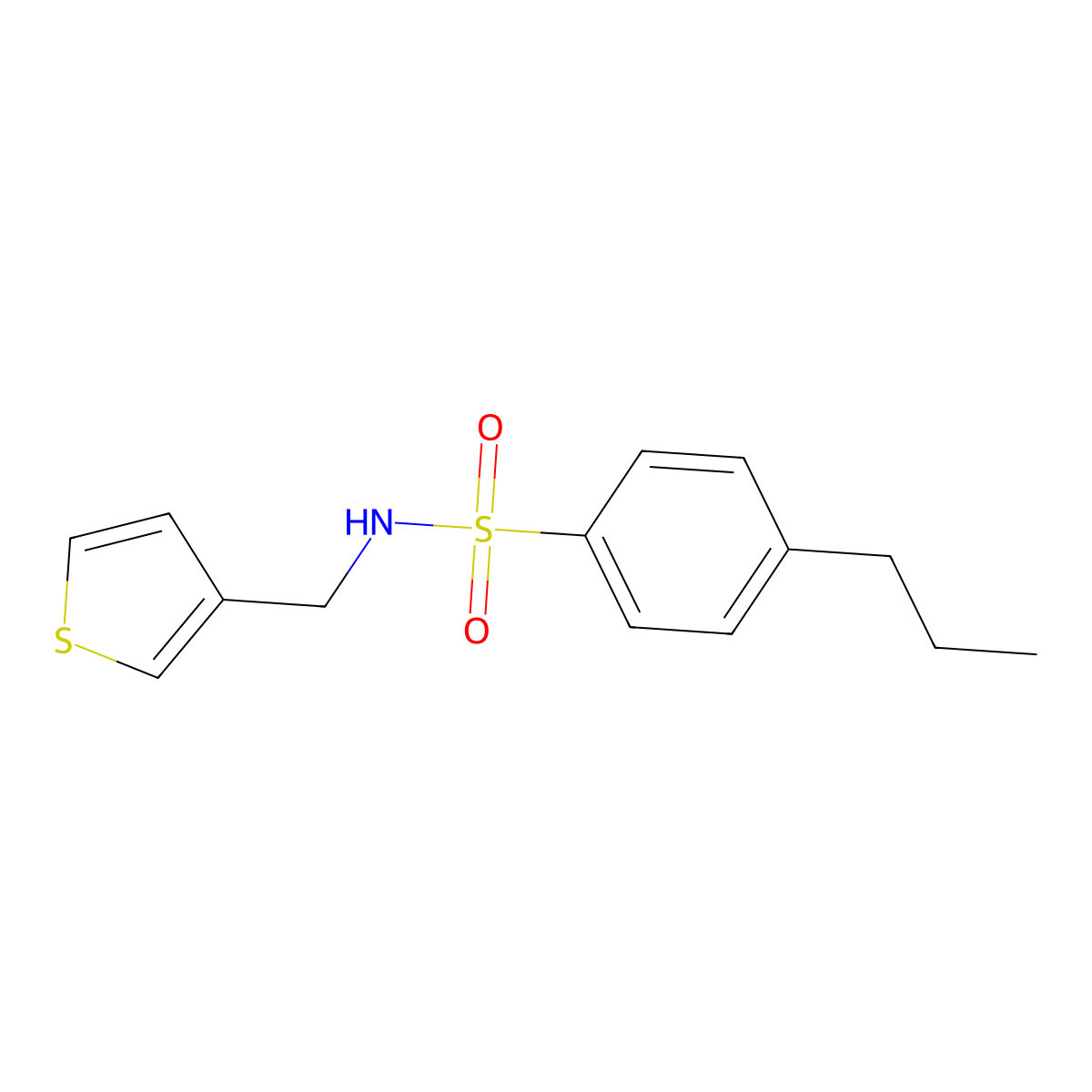 4-propyl-N-(thiophen-3-ylmethyl)benzenesulfonamide molecular structure, CAS 851774-93-1