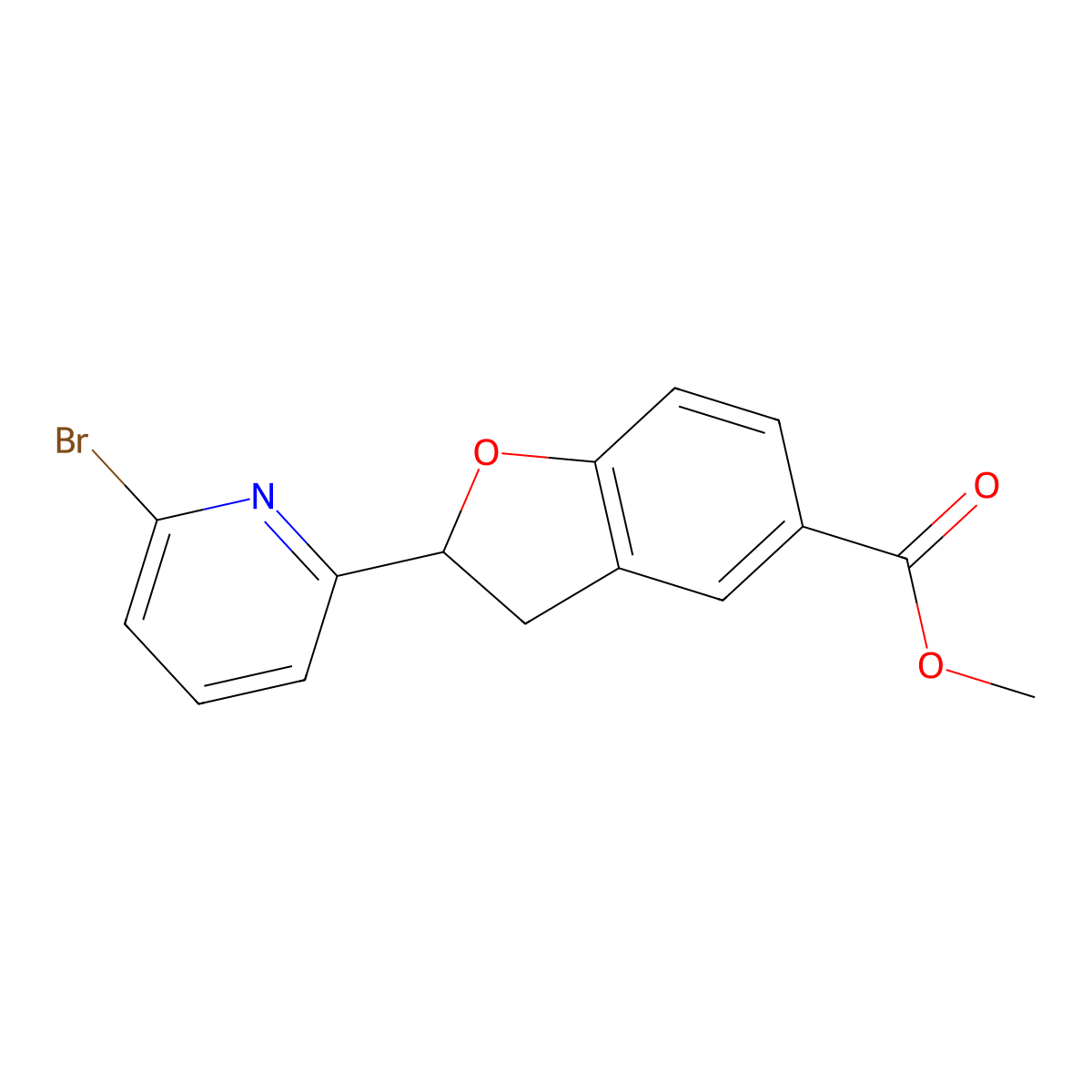 Methyl 2-(6-bromopyridin-2-yl)-2,3-dihydrobenzofuran-5-carboxylate molecular structure, CAS 851777-28-1