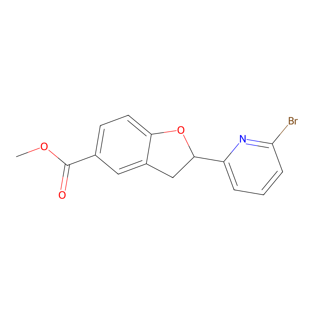 Methyl 2-(6-bromopyridin-2-yl)-2,3-dihydrobenzofuran-5-carboxylate molecular structure, CAS 851777-28-1
