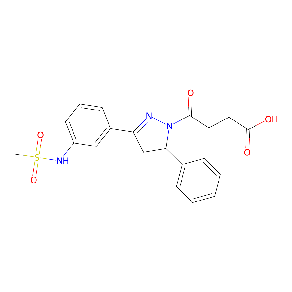 4-[3-(3-methanesulfonamidophenyl)-5-phenyl-4,5-dihydro-1H-pyrazol-1-yl]-4-oxobutanoic acid molecular structure, CAS 851780-71-7