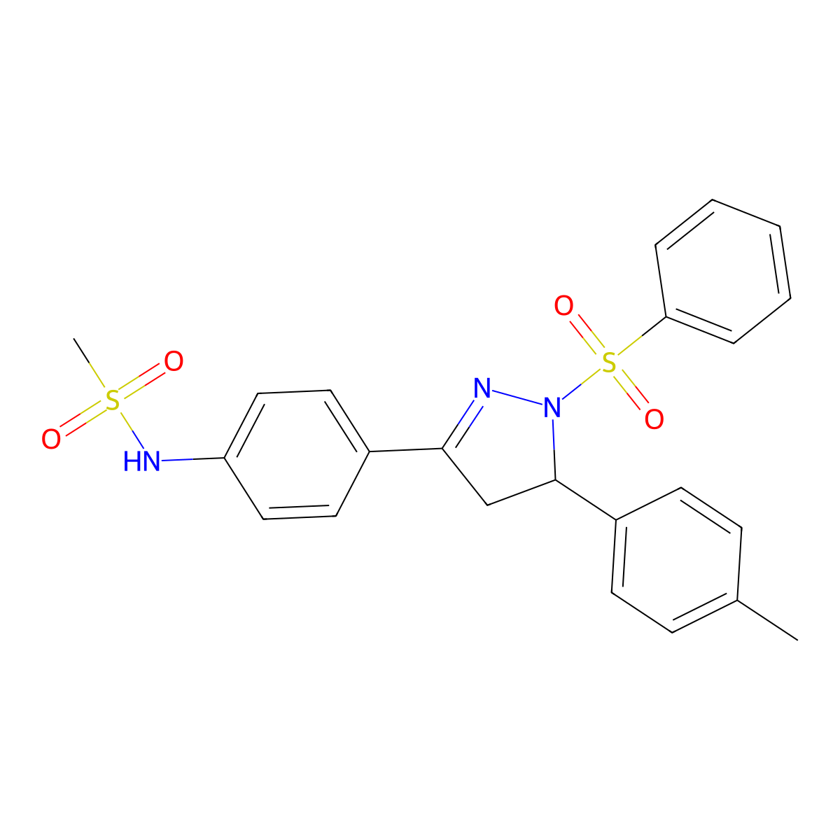 N-(4-(1-(phenylsulfonyl)-5-(p-tolyl)-4,5-dihydro-1H-pyrazol-3-yl)phenyl)methanesulfonamide molecular structure, CAS 851780-76-2