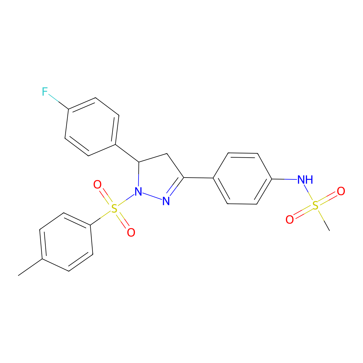 N-(4-(5-(4-fluorophenyl)-1-tosyl-4,5-dihydro-1H-pyrazol-3-yl)phenyl)methanesulfonamide molecular structure, CAS 851780-84-2