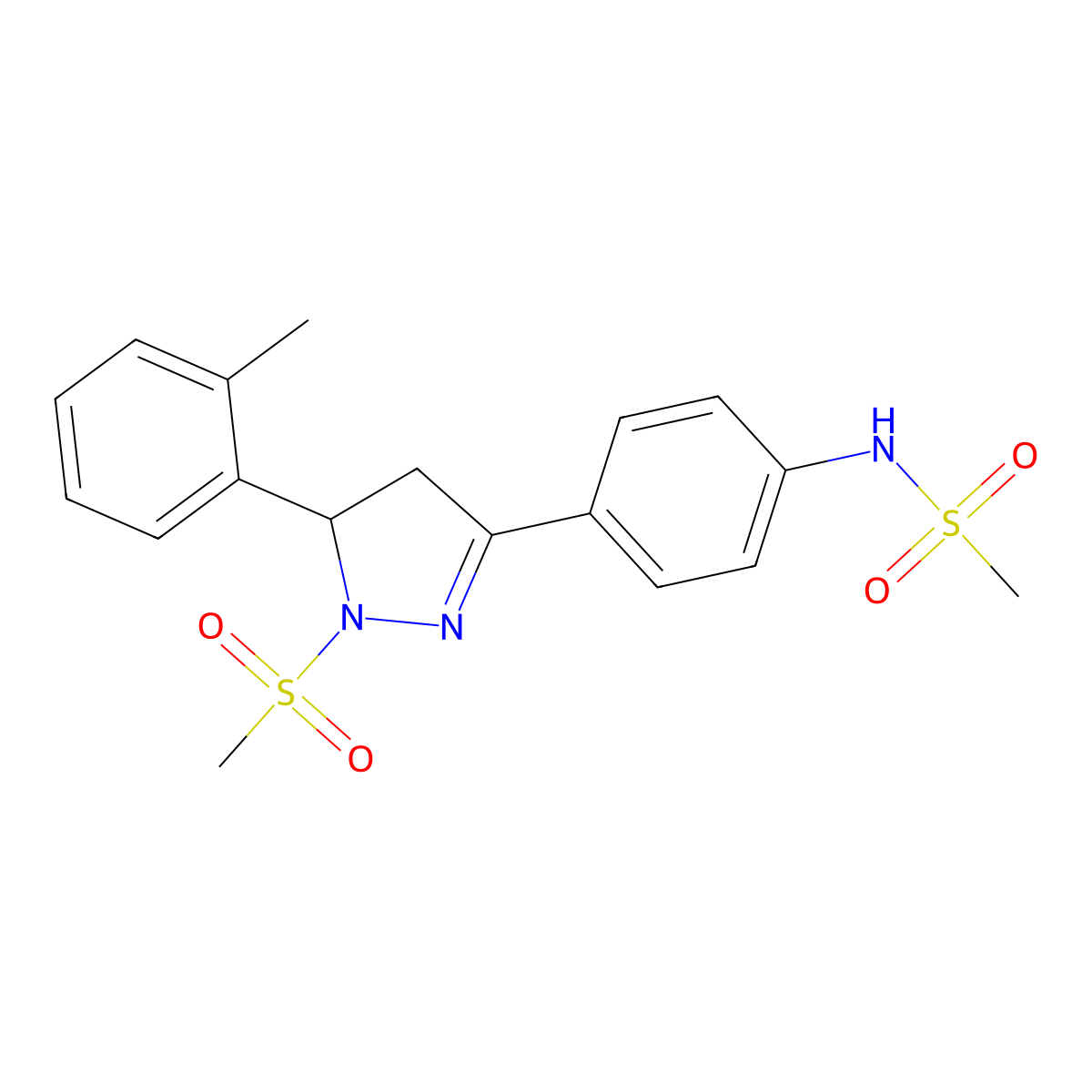 N-{4-[1-methanesulfonyl-5-(2-methylphenyl)-4,5-dihydro-1H-pyrazol-3-yl]phenyl}methanesulfonamide molecular structure, CAS 851781-18-5