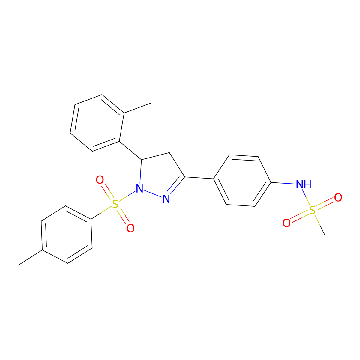 N-{4-[1-(4-methylbenzenesulfonyl)-5-(2-methylphenyl)-4,5-dihydro-1H-pyrazol-3-yl]phenyl}methanesulfonamide molecular structure, CAS 851781-20-9