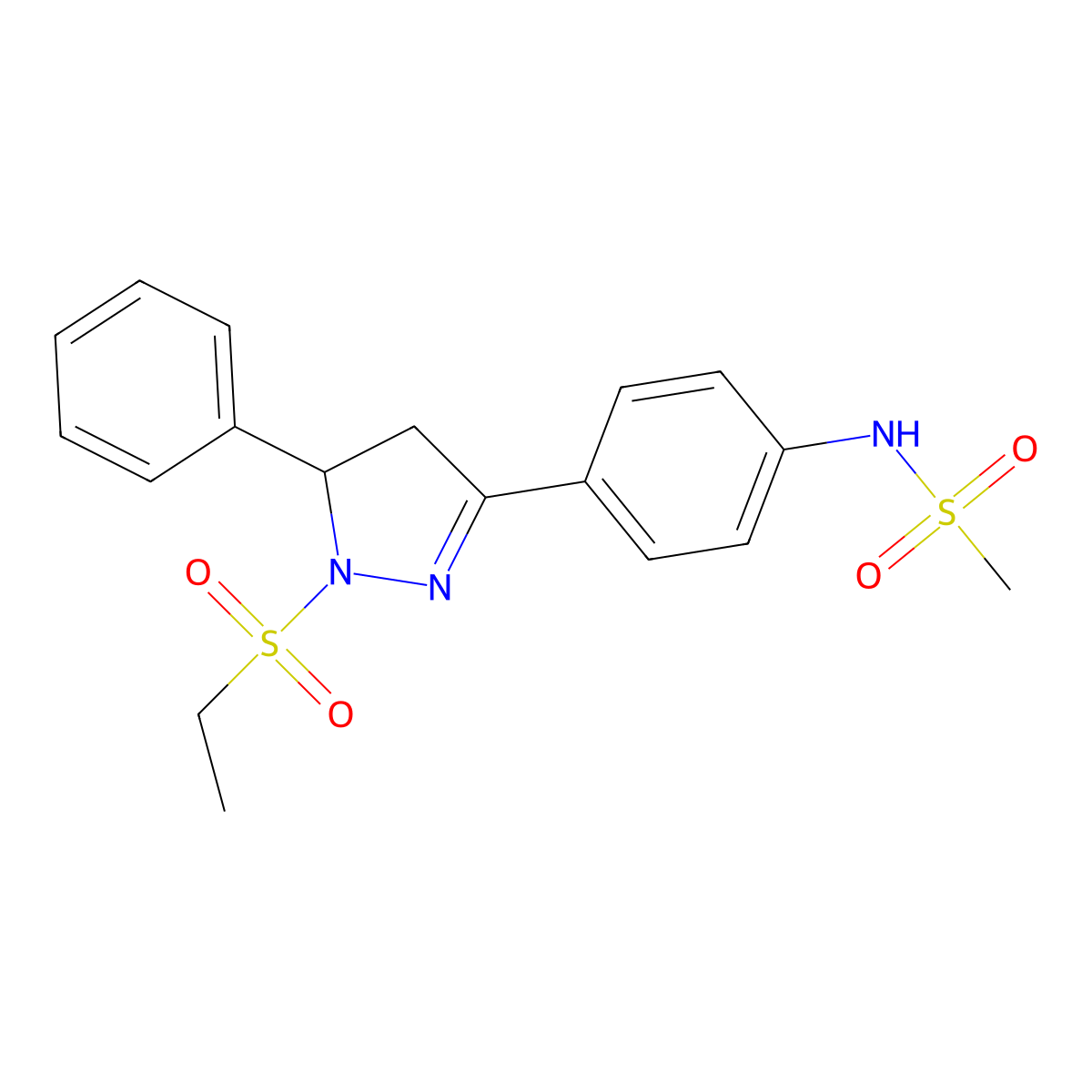 N-[4-(2-ethylsulfonyl-3-phenyl-3,4-dihydropyrazol-5-yl)phenyl]methanesulfonamide molecular structure, CAS 851781-29-8