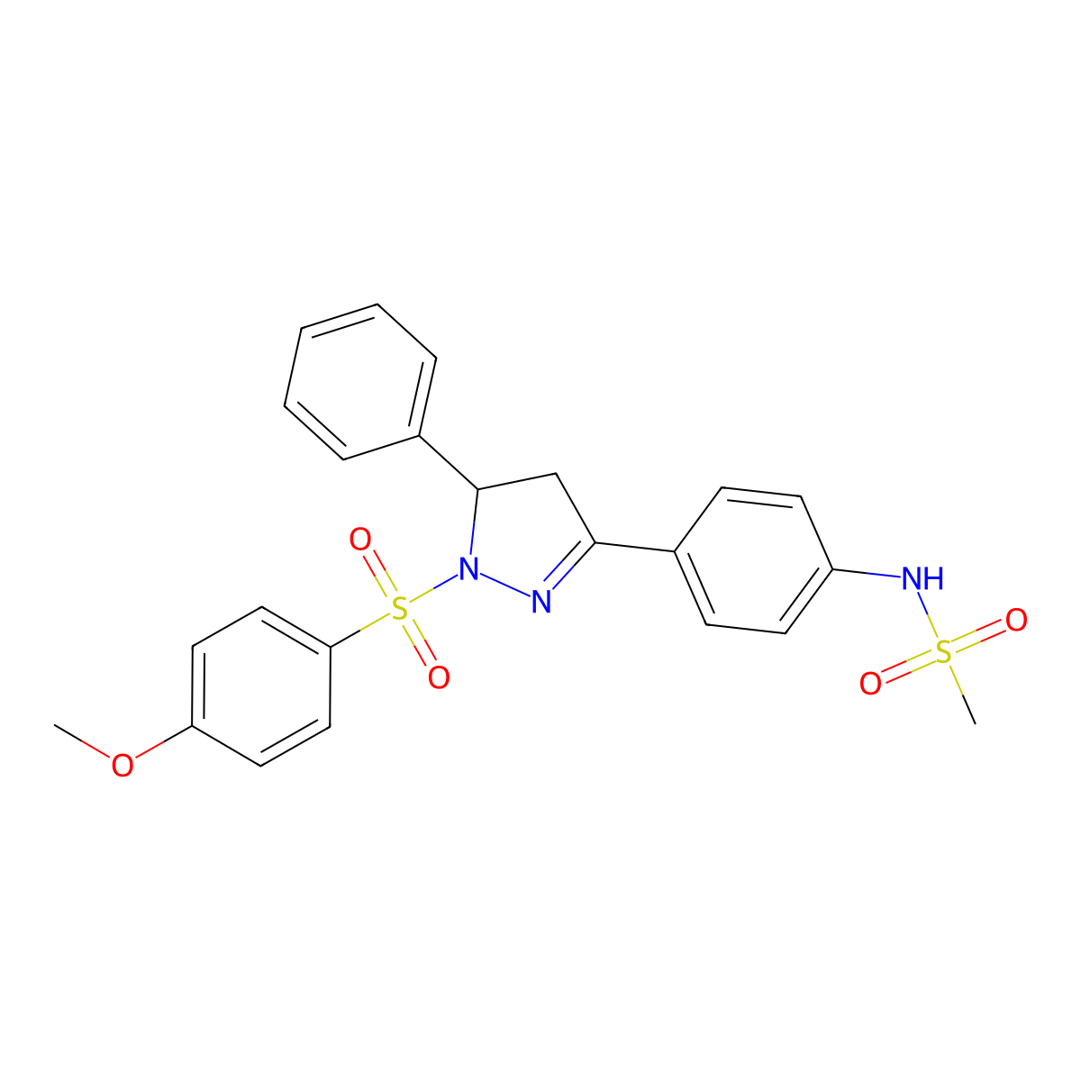 N-{4-[1-(4-methoxybenzenesulfonyl)-5-phenyl-4,5-dihydro-1H-pyrazol-3-yl]phenyl}methanesulfonamide molecular structure, CAS 851781-33-4
