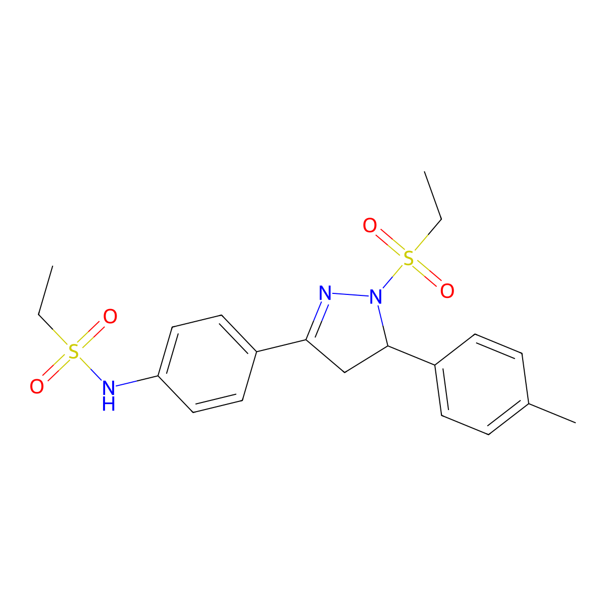 N-{4-[1-(ethanesulfonyl)-5-(4-methylphenyl)-4,5-dihydro-1H-pyrazol-3-yl]phenyl}ethane-1-sulfonamide molecular structure, CAS 851781-35-6