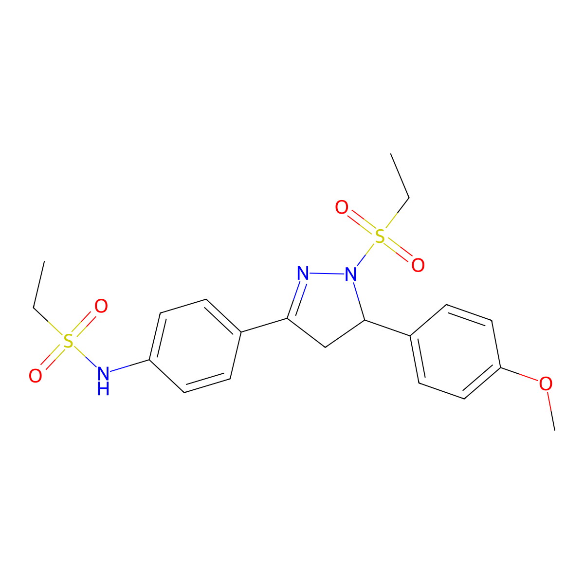 N-[4-[2-ethylsulfonyl-3-(4-methoxyphenyl)-3,4-dihydropyrazol-5-yl]phenyl]ethanesulfonamide molecular structure, CAS 851781-51-6