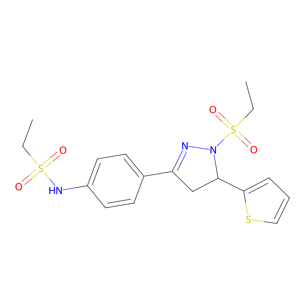 N-[4-(2-ethylsulfonyl-3-thiophen-2-yl-3,4-dihydropyrazol-5-yl)phenyl]ethanesulfonamide molecular structure, CAS 851781-94-7