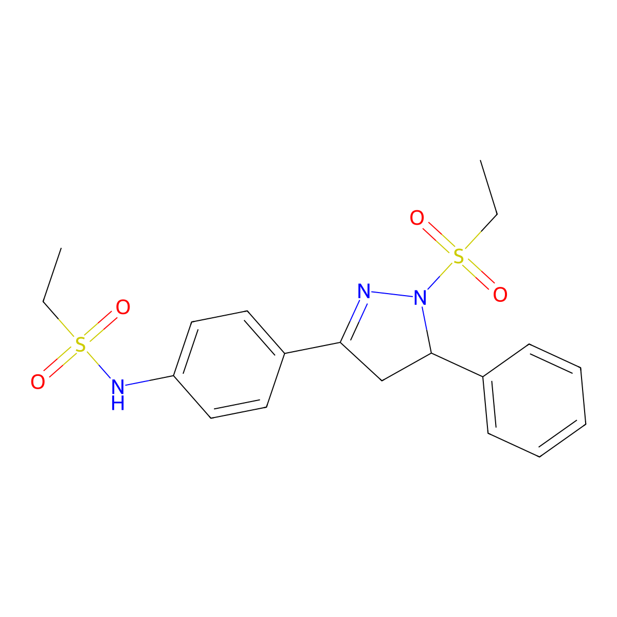 N-(4-(1-(ethylsulfonyl)-5-phenyl-4,5-dihydro-1H-pyrazol-3-yl)phenyl)ethanesulfonamide molecular structure, CAS 851782-00-8