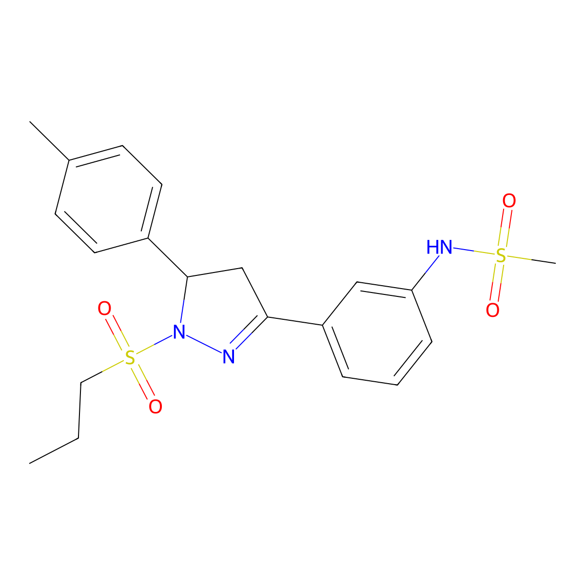 N-(3-(1-(propylsulfonyl)-5-(p-tolyl)-4,5-dihydro-1H-pyrazol-3-yl)phenyl)methanesulfonamide molecular structure, CAS 851782-13-3