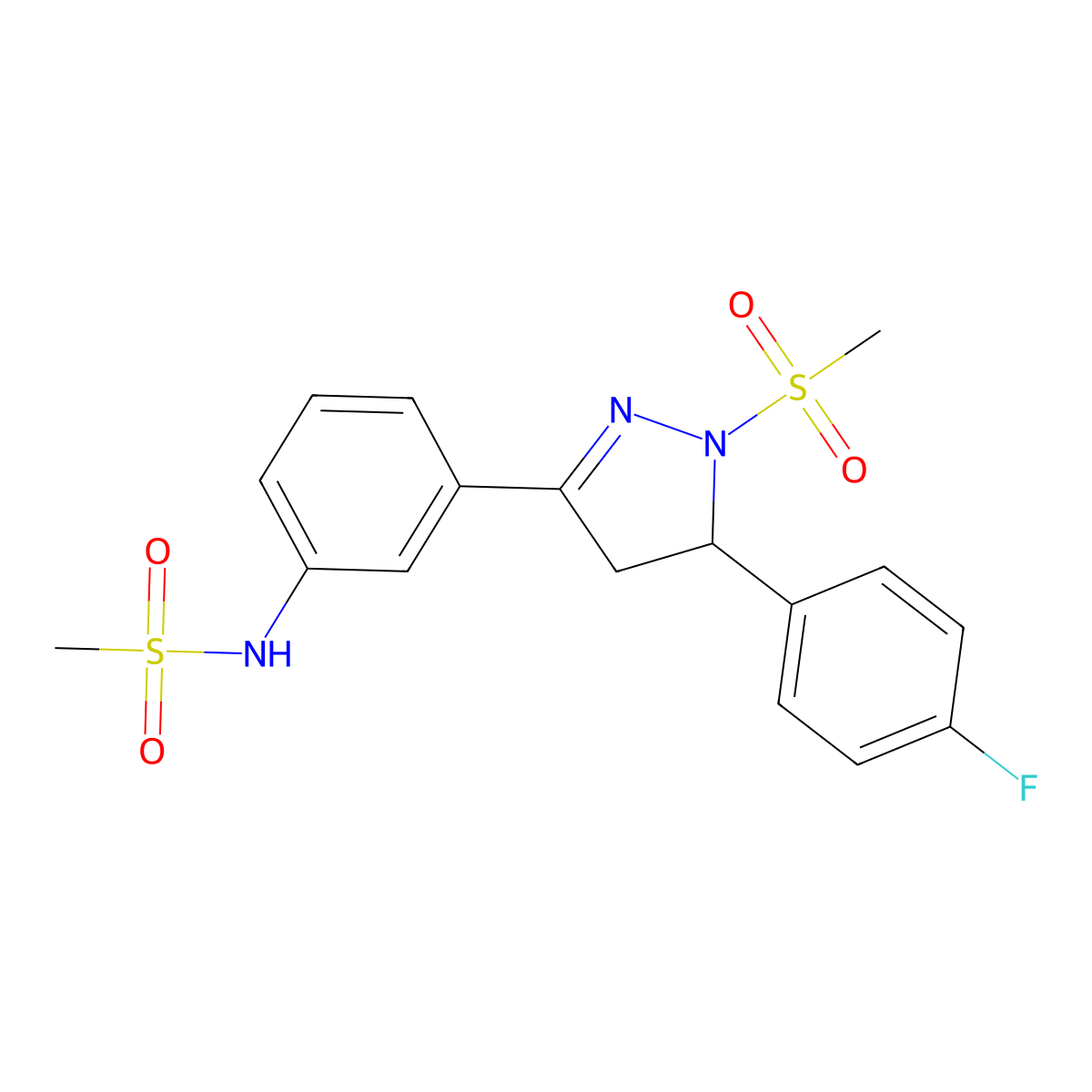 N-{3-[5-(4-fluorophenyl)-1-methanesulfonyl-4,5-dihydro-1H-pyrazol-3-yl]phenyl}methanesulfonamide molecular structure, CAS 851782-16-6