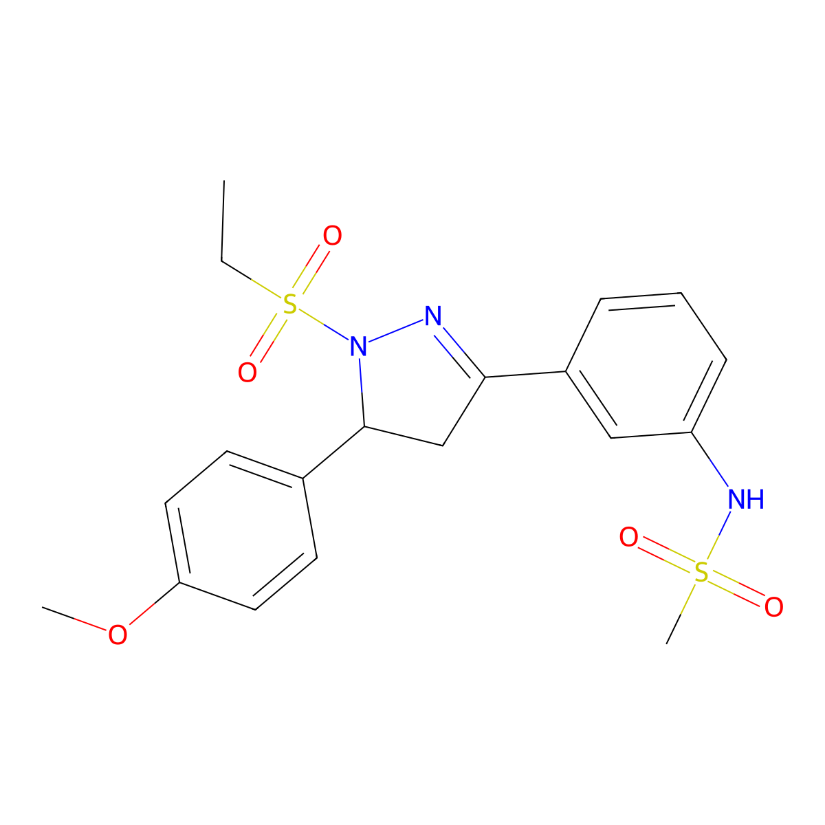 N-(3-(1-(ethylsulfonyl)-5-(4-methoxyphenyl)-4,5-dihydro-1H-pyrazol-3-yl)phenyl)methanesulfonamide molecular structure, CAS 851782-22-4