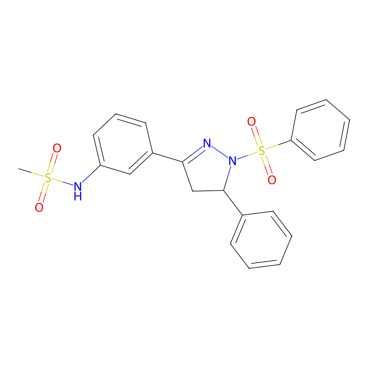 N-(3-(5-phenyl-1-(phenylsulfonyl)-4,5-dihydro-1H-pyrazol-3-yl)phenyl)methanesulfonamide molecular structure, CAS 851782-61-1