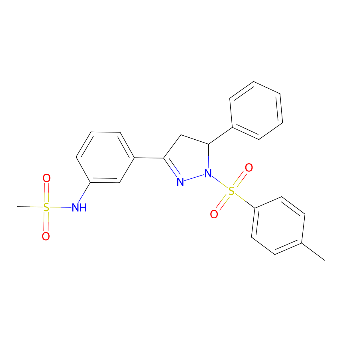 N-(3-(5-phenyl-1-tosyl-4,5-dihydro-1H-pyrazol-3-yl)phenyl)methanesulfonamide molecular structure, CAS 851782-62-2