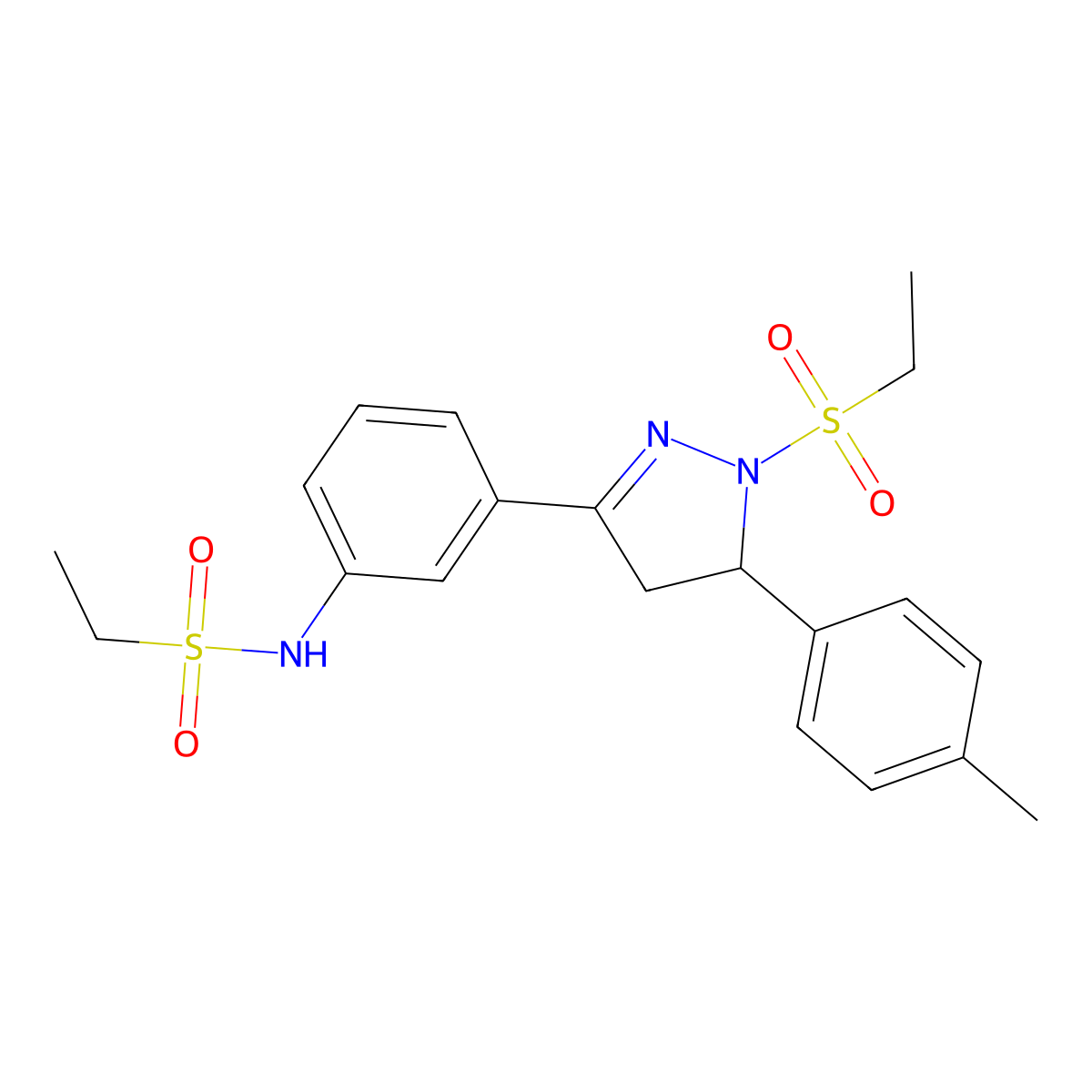 N-(3-(1-(ethylsulfonyl)-5-(p-tolyl)-4,5-dihydro-1H-pyrazol-3-yl)phenyl)ethanesulfonamide molecular structure, CAS 851782-64-4