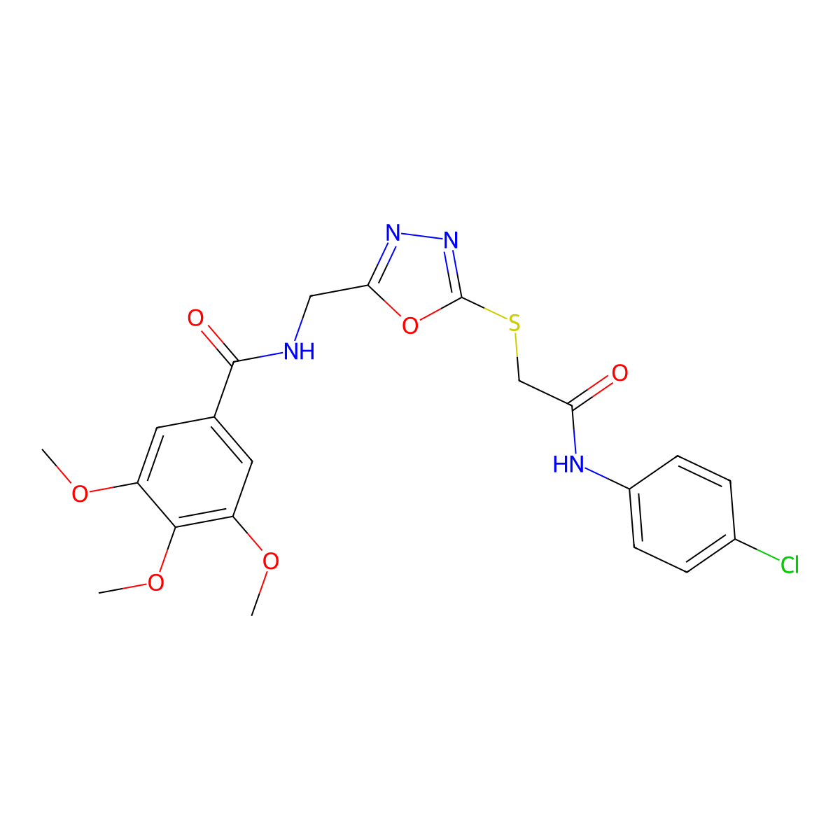 N-[[5-[2-(4-chloroanilino)-2-oxoethyl]sulfanyl-1,3,4-oxadiazol-2-yl]methyl]-3,4,5-trimethoxybenzamide molecular structure, CAS 851784-34-4