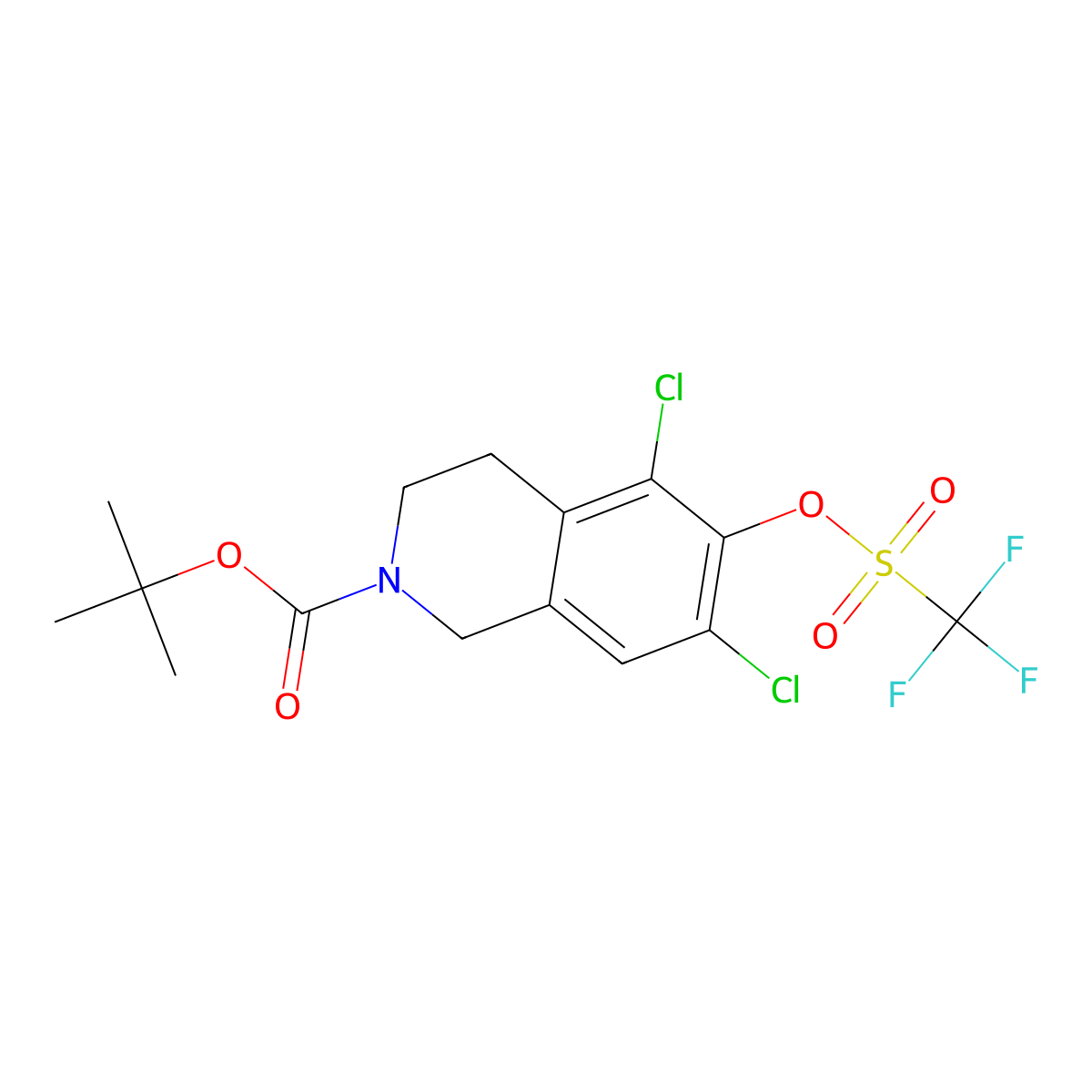 tert-Butyl 5,7-dichloro-6-(((trifluoromethyl)sulfonyl)oxy)-3,4-dihydroisoquinoline-2(1H)-carboxylate molecular structure, CAS 851784-78-6