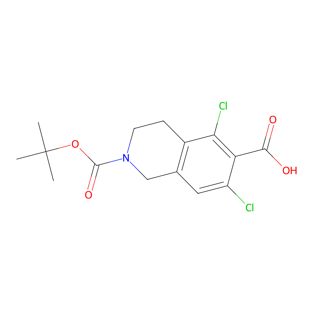 2-(Tert-Butoxycarbonyl)-5,7-dichloro-1,2,3,4-tetrahydroisoquinoline-6-carboxylic acid molecular structure, CAS 851784-82-2