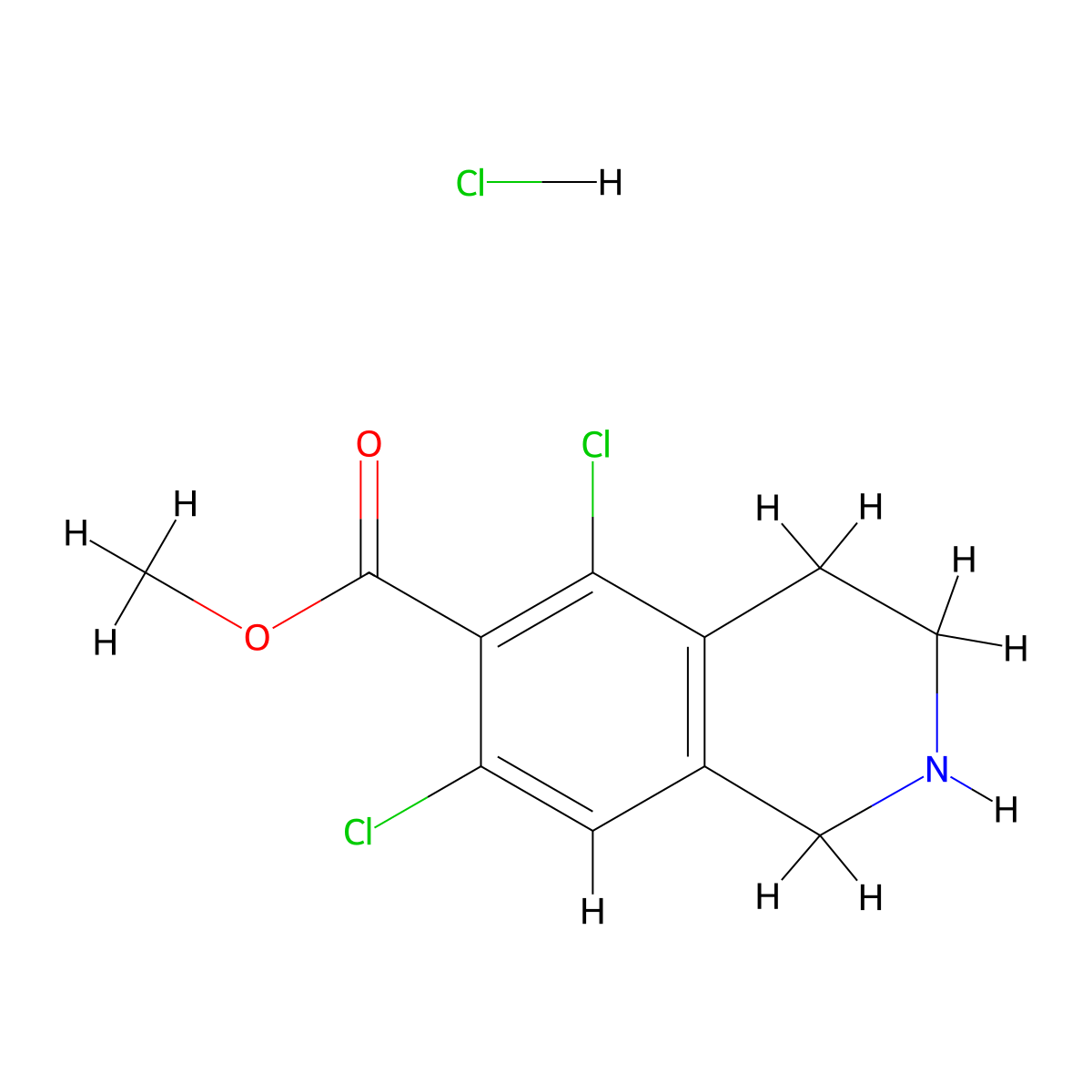 Methyl 5,7-dichloro-1,2,3,4-tetrahydroisoquinoline-6-carboxylate monohydrochloride molecular structure, CAS 851784-90-2