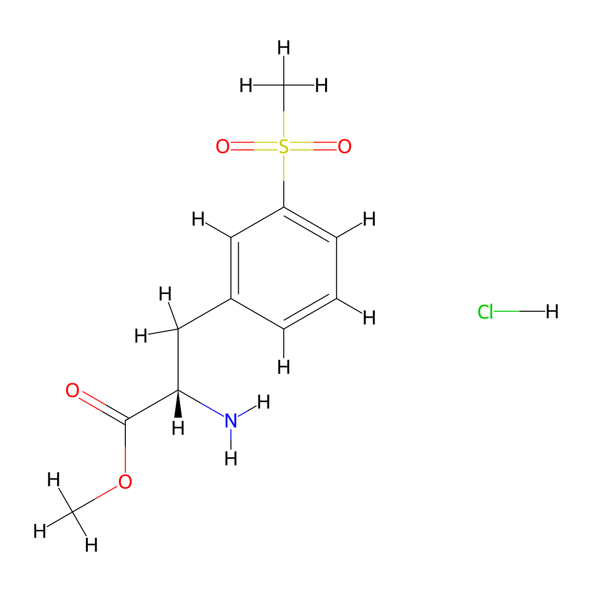 (S)-Methyl 2-amino-3-(3-(methylsulfonyl)phenyl)propanoate hydrochloride molecular structure, CAS 851785-21-2