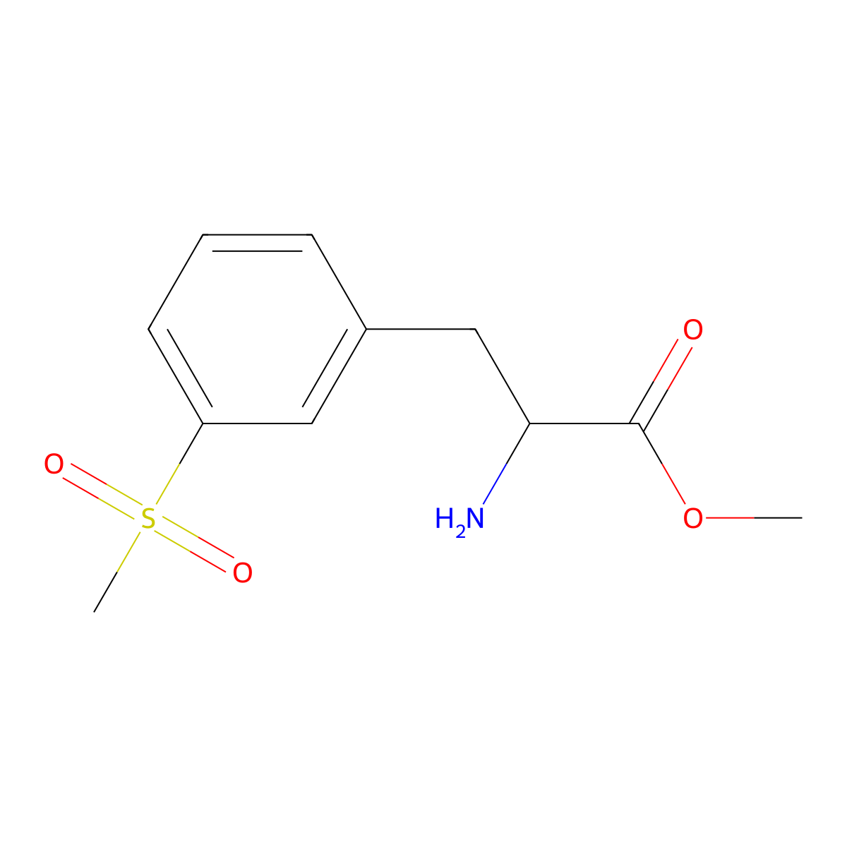 Methyl (s)-2-amino-3-(3-(methylsulfonyl)phenyl)propanoate molecular structure, CAS 851785-28-9