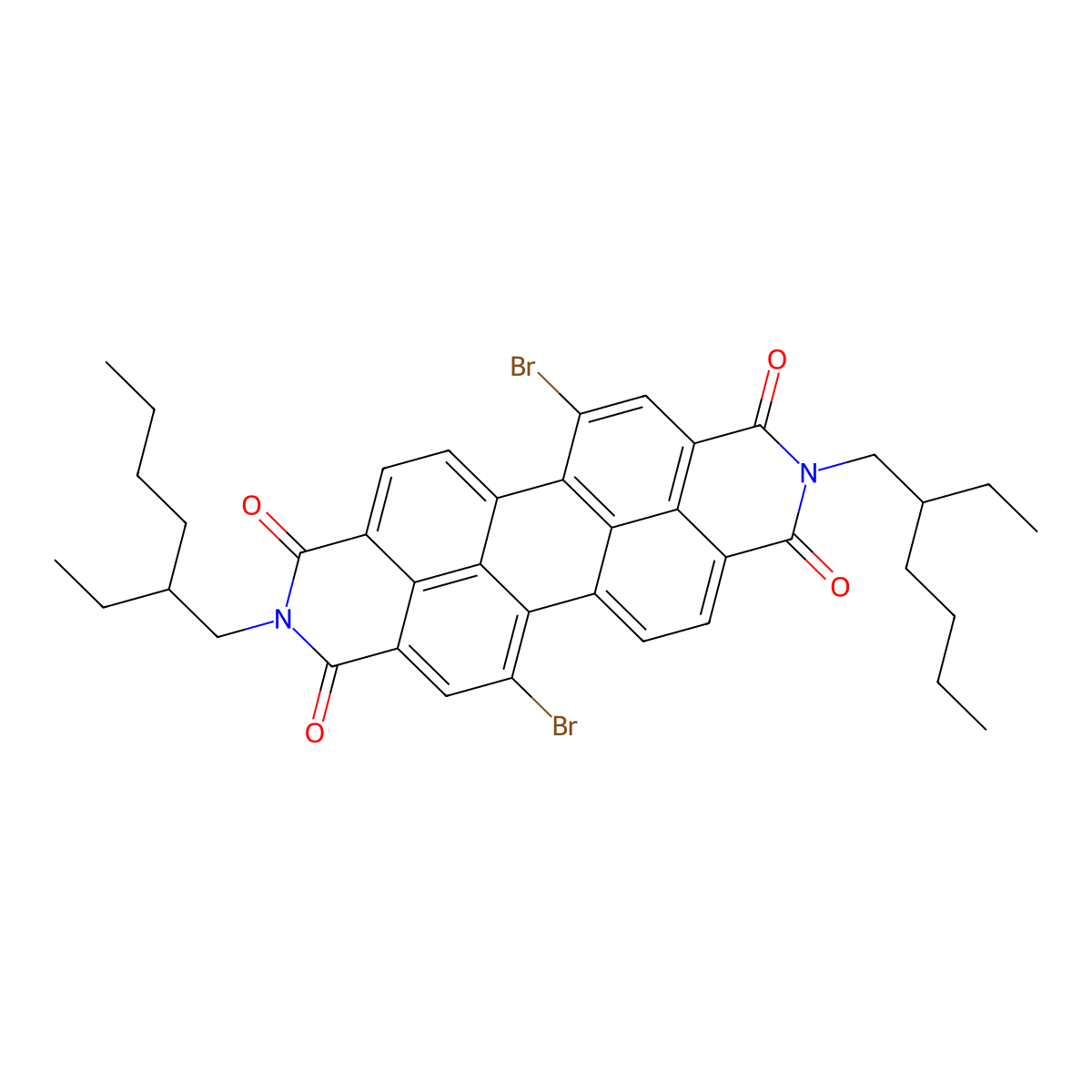 5,12-Dibromo-2,9-bis(2-ethylhexyl)anthra[2,1,9-def:6,5,10-d'e'f']diisoquinoline-1,3,8,10(2H,9H)-tetraone molecular structure, CAS 851786-15-7