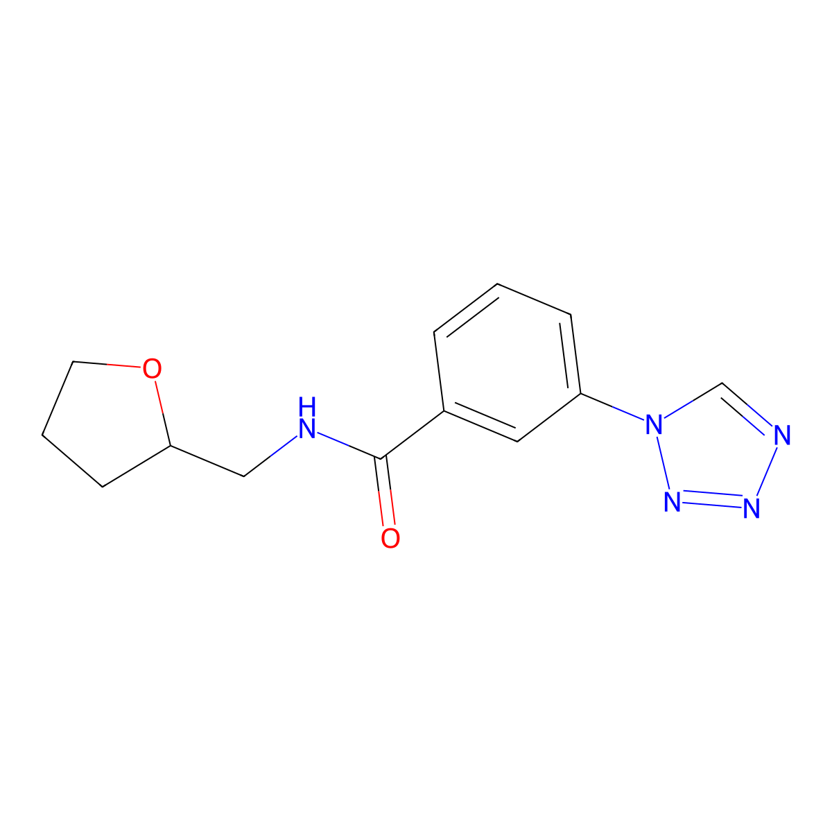 N-(2-oxolanylmethyl)-3-(1-tetrazolyl)benzamide molecular structure, CAS 851788-01-7