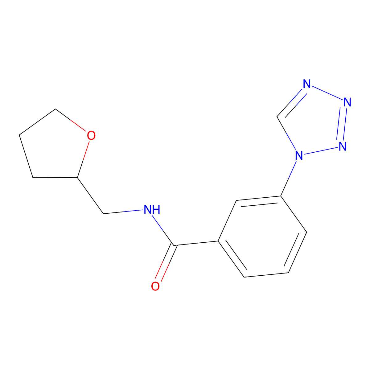 N-(2-oxolanylmethyl)-3-(1-tetrazolyl)benzamide molecular structure, CAS 851788-01-7