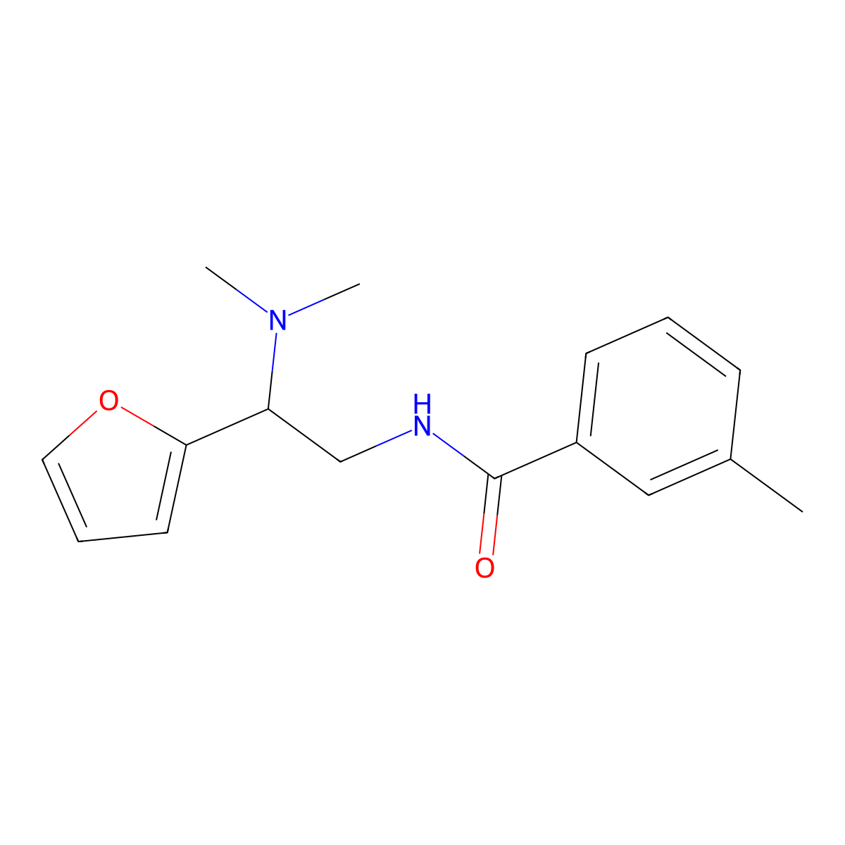 N-[2-(dimethylamino)-2-(furan-2-yl)ethyl]-3-methylbenzamide molecular structure, CAS 851788-46-0