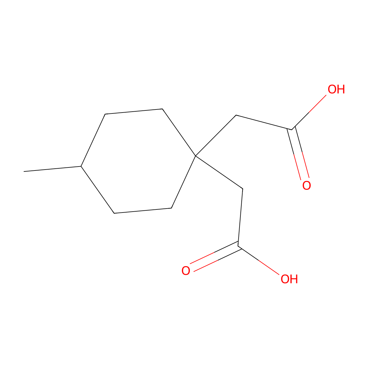 4-Methyl-1,1-cyclohexanediacetic acid molecular structure, CAS 85179-91-5