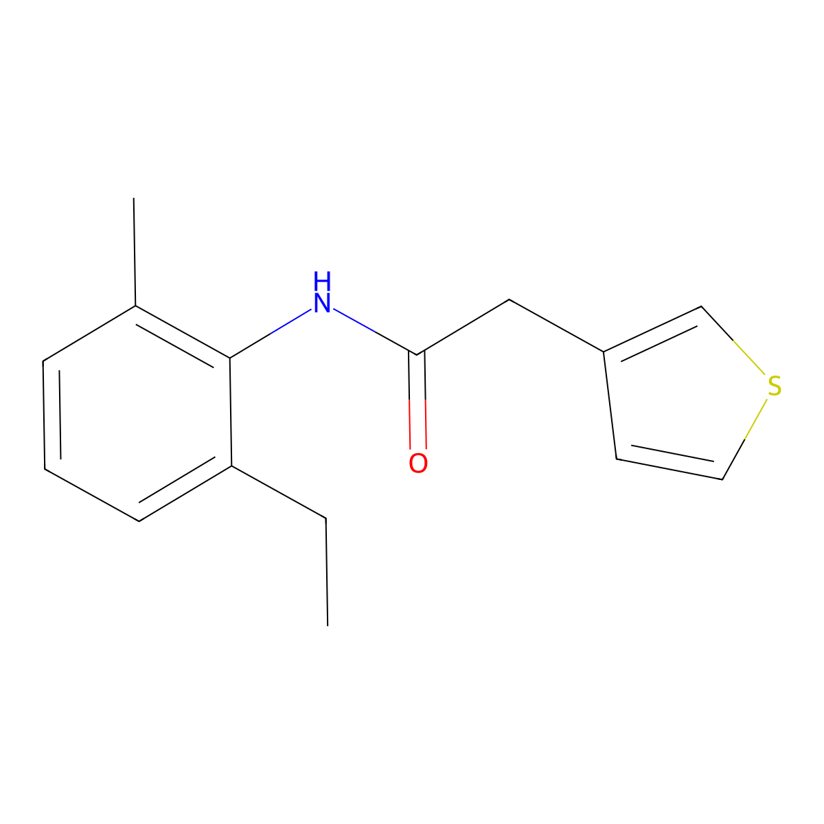 N-(2-ethyl-6-methylphenyl)-2-thiophen-3-ylacetamide molecular structure, CAS 851790-26-6