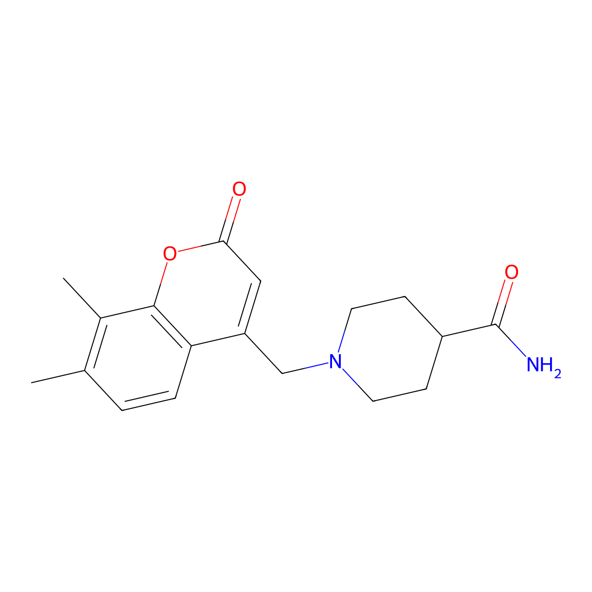 1-[(7,8-Dimethyl-2-oxochromen-4-yl)methyl]piperidine-4-carboxamide molecular structure, CAS 851790-58-4