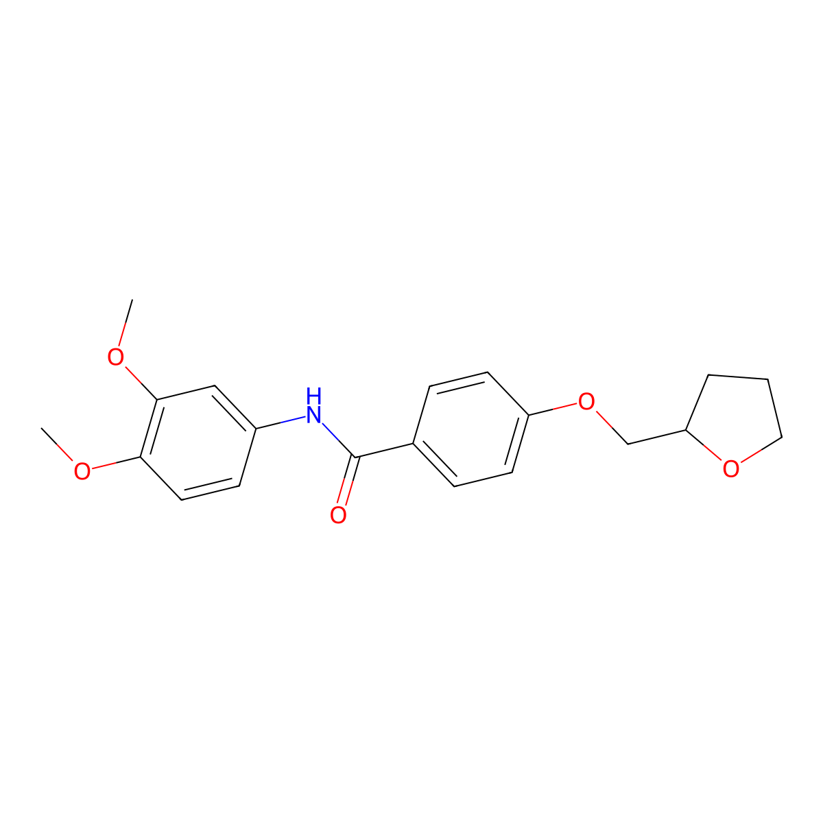 N-(3,4-dimethoxyphenyl)-4-(oxolan-2-ylmethoxy)benzamide molecular structure, CAS 851791-93-0
