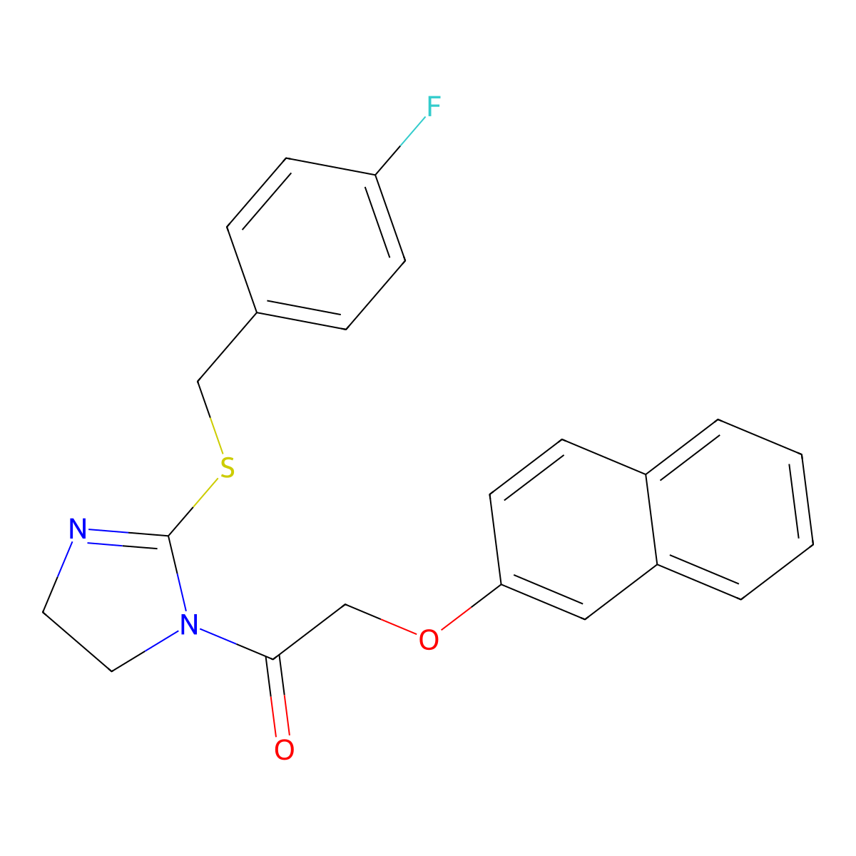 1-(2-((4-fluorobenzyl)thio)-4,5-dihydro-1H-imidazol-1-yl)-2-(naphthalen-2-yloxy)ethanone molecular structure, CAS 851800-14-1