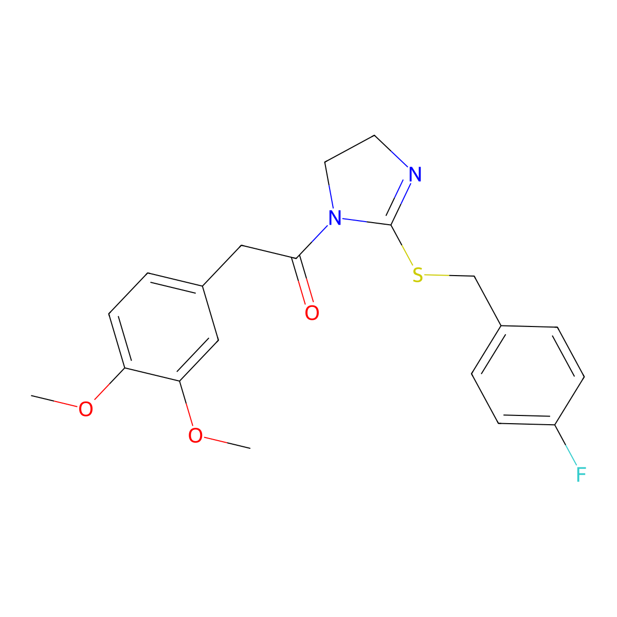 2-(3,4-dimethoxyphenyl)-1-(2-((4-fluorobenzyl)thio)-4,5-dihydro-1H-imidazol-1-yl)ethanone molecular structure, CAS 851800-17-4