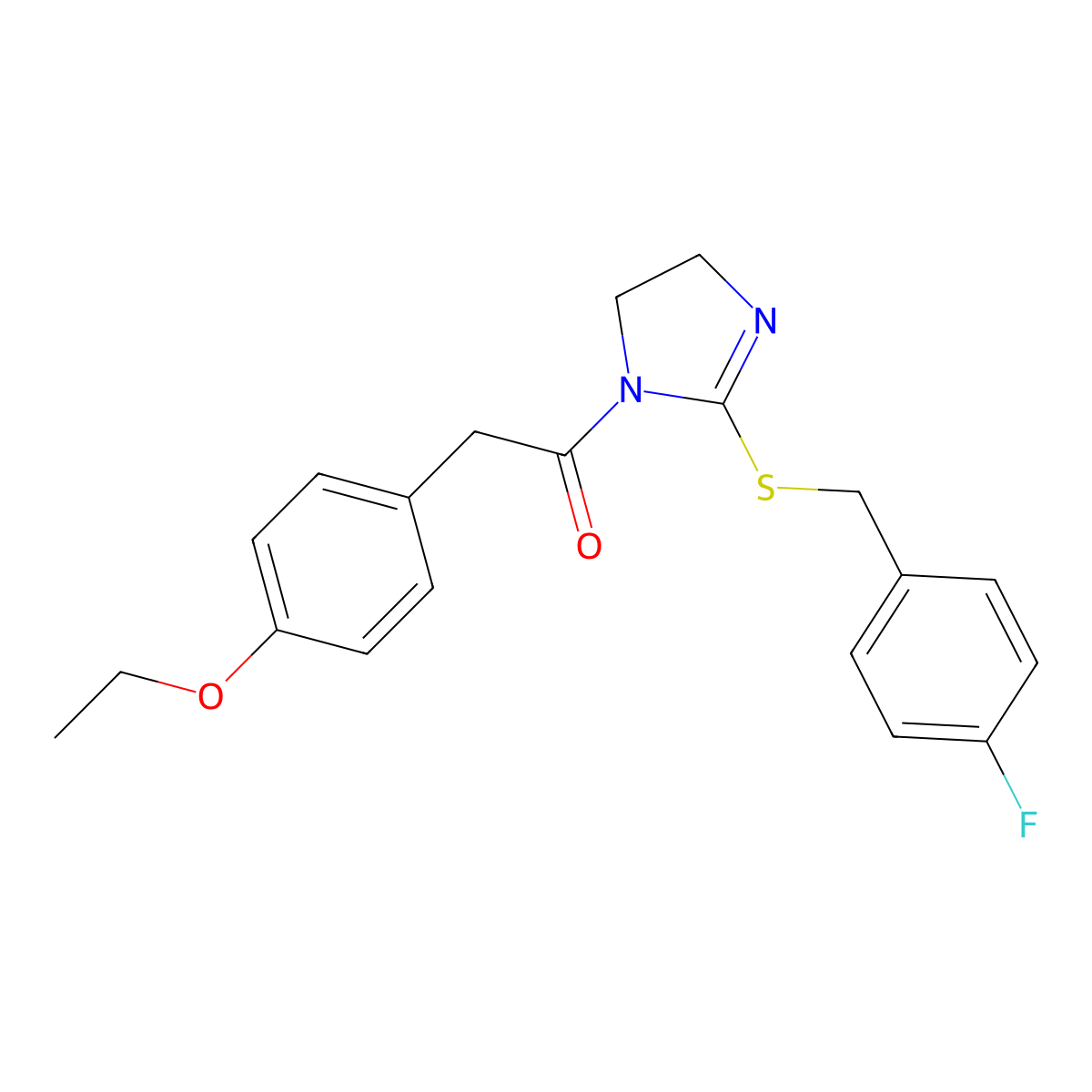 2-(4-ethoxyphenyl)-1-(2-((4-fluorobenzyl)thio)-4,5-dihydro-1H-imidazol-1-yl)ethanone molecular structure, CAS 851800-18-5
